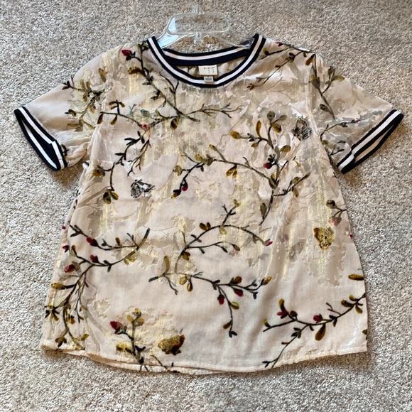 Vintage inspired cherry blossom sparkle burnout metallic ringer tee - Picture 6 of 10